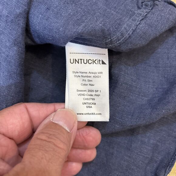 Untuckit Linen Short Sleeve Shirt Slim Fit Wrinkle Resistent Mens Size XL - Picture 10 of 10